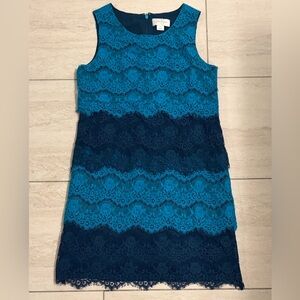 Jessica Simpson Teal and Navy Lace Shift Dress